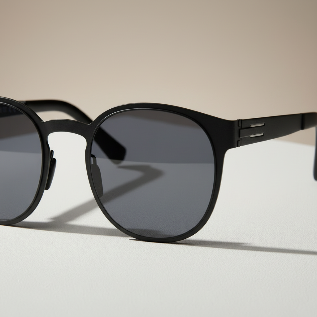 Black sunglasses zoom detail