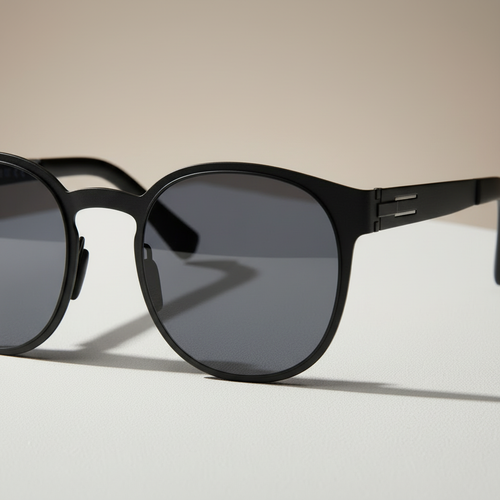 Black sunglasses zoom detail