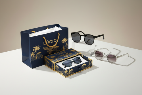 LÙCIO sunglasses collection with packaging